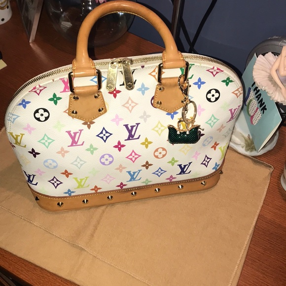 AUTHENTIC Louis Vuitton Alma White Monogram Multicolor PM PREOWNED